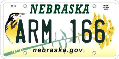 NE license plate ARM166