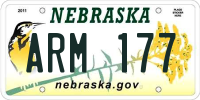 NE license plate ARM177