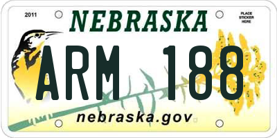 NE license plate ARM188