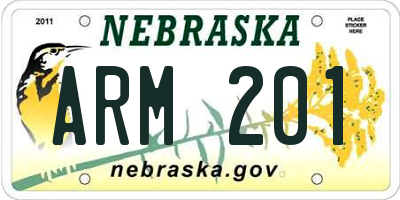 NE license plate ARM201