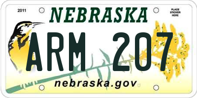 NE license plate ARM207