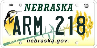 NE license plate ARM218