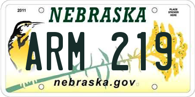 NE license plate ARM219