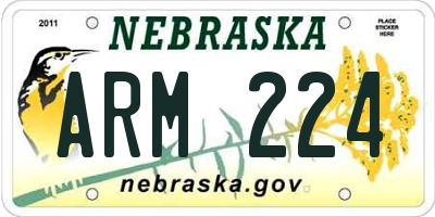NE license plate ARM224