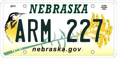 NE license plate ARM227
