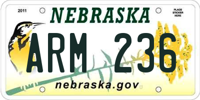 NE license plate ARM236