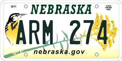 NE license plate ARM274