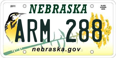 NE license plate ARM288