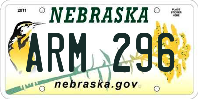 NE license plate ARM296