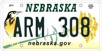 NE license plate ARM308