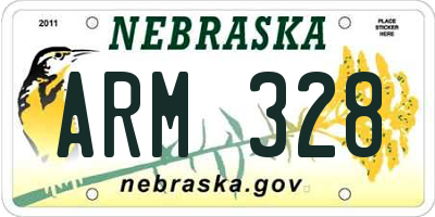 NE license plate ARM328