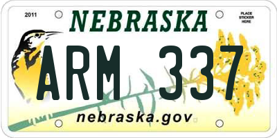 NE license plate ARM337