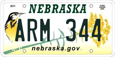 NE license plate ARM344
