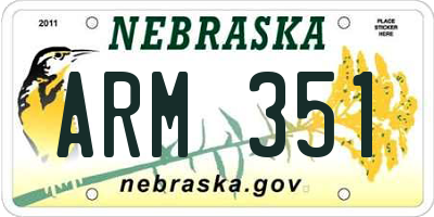 NE license plate ARM351