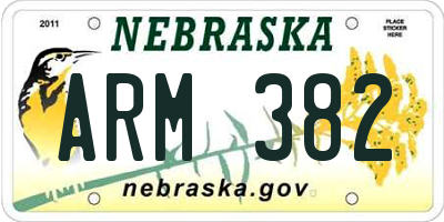 NE license plate ARM382
