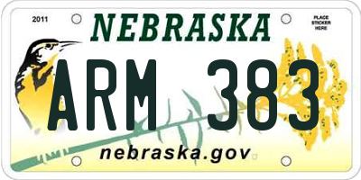 NE license plate ARM383