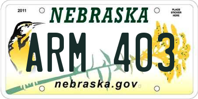 NE license plate ARM403