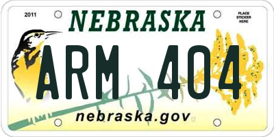 NE license plate ARM404