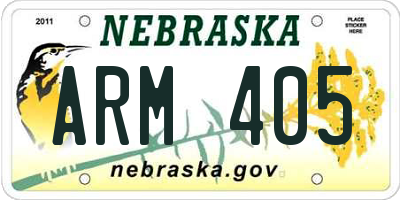 NE license plate ARM405
