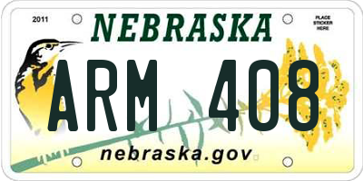 NE license plate ARM408