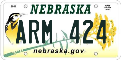 NE license plate ARM424