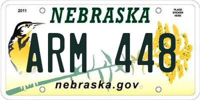 NE license plate ARM448