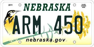 NE license plate ARM450