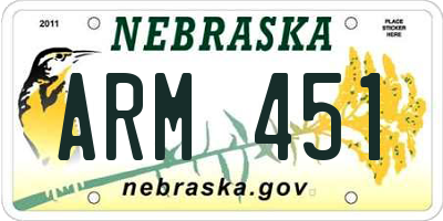 NE license plate ARM451