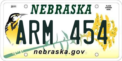 NE license plate ARM454