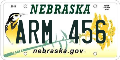 NE license plate ARM456