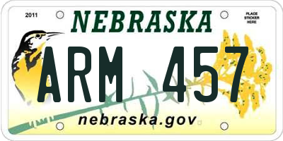NE license plate ARM457