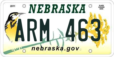 NE license plate ARM463