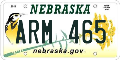 NE license plate ARM465