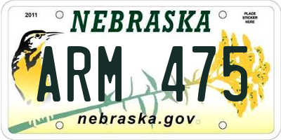 NE license plate ARM475
