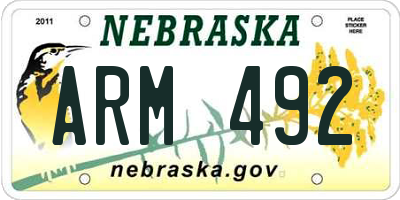 NE license plate ARM492