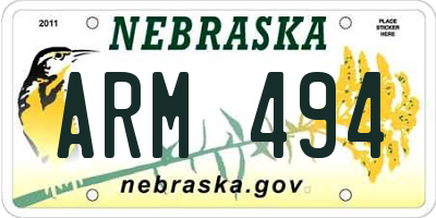 NE license plate ARM494