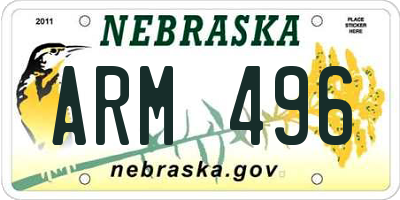 NE license plate ARM496
