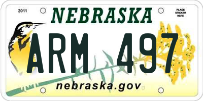 NE license plate ARM497