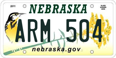 NE license plate ARM504