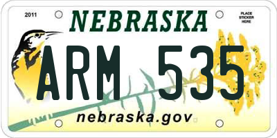NE license plate ARM535