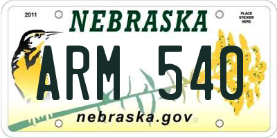 NE license plate ARM540