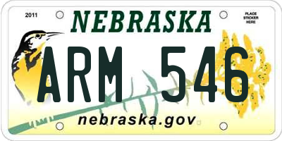 NE license plate ARM546