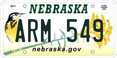 NE license plate ARM549