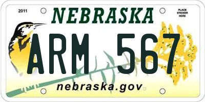 NE license plate ARM567