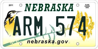 NE license plate ARM574
