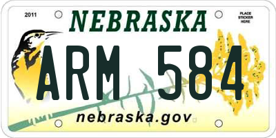NE license plate ARM584