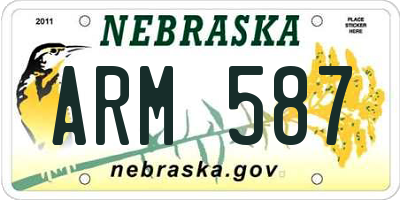 NE license plate ARM587