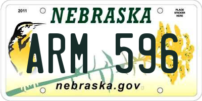 NE license plate ARM596