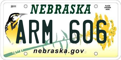 NE license plate ARM606