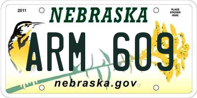 NE license plate ARM609